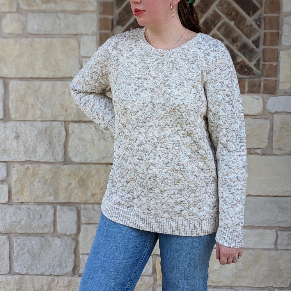 Lands' End Cream Cable Knit Women's Sweater